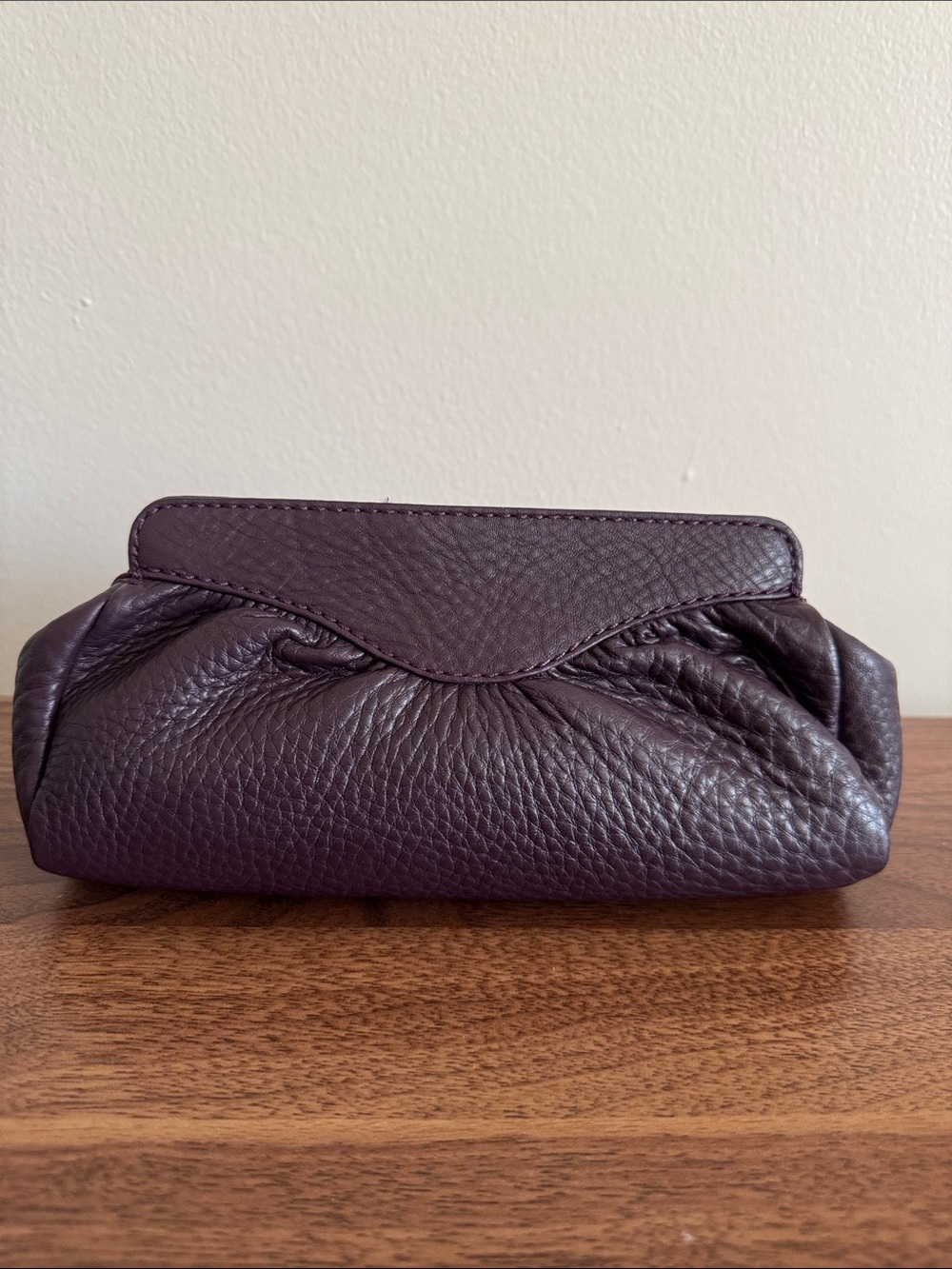 Cole Haan Pebbled Leather Clutch - Plum - Picture 2 of 3